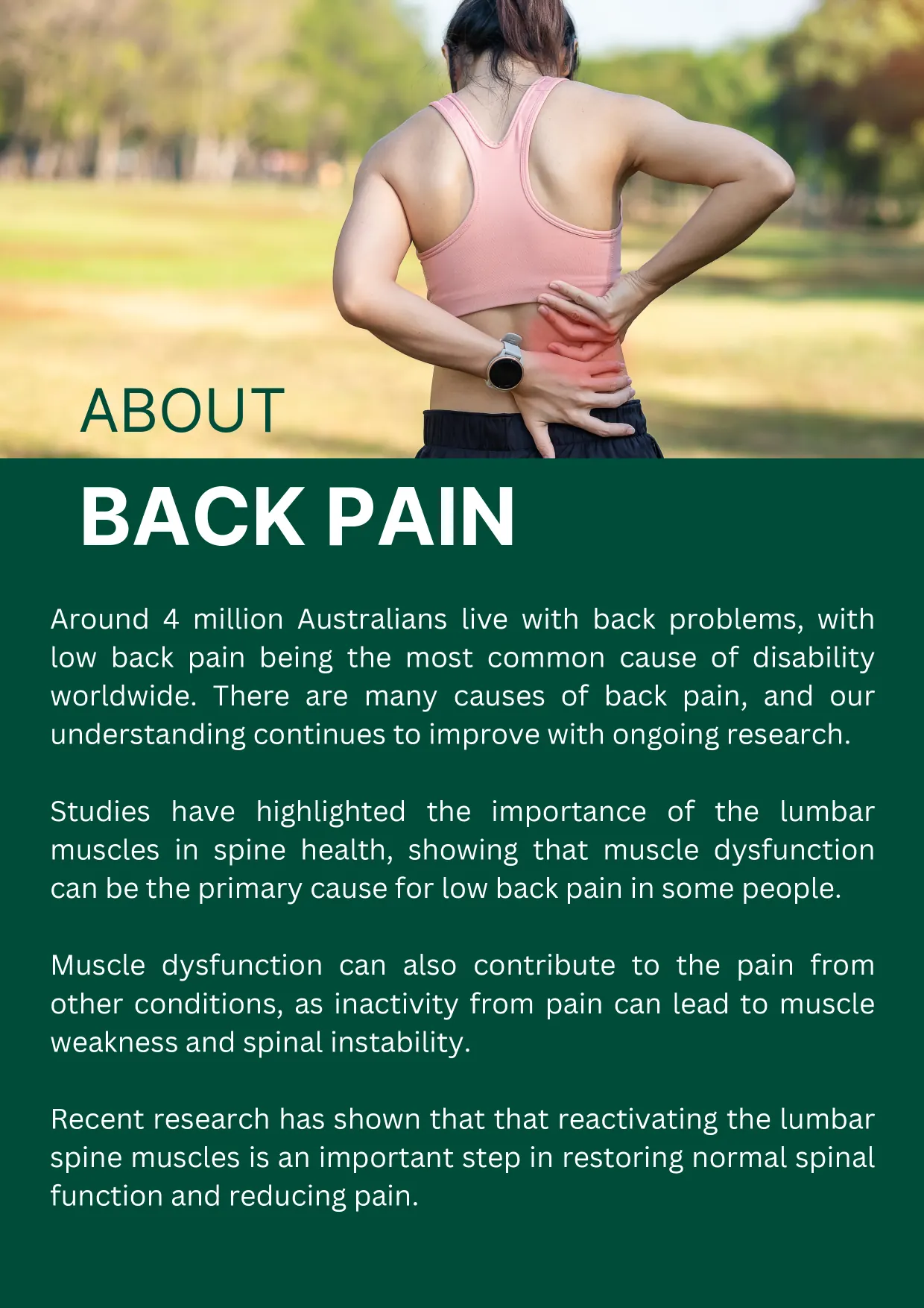 ReActiv8 booklet, page 2 of 16: About back pain