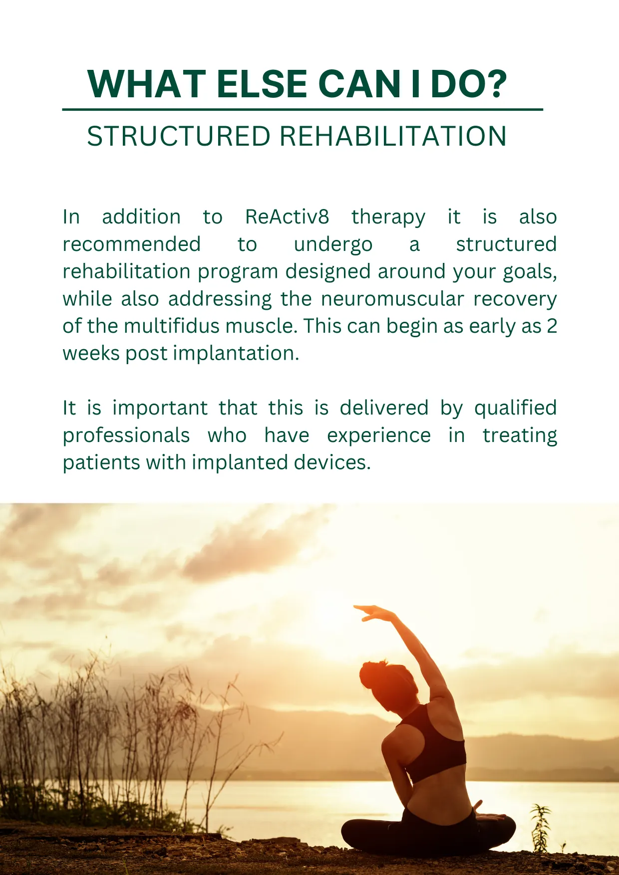 ReActiv8 booklet, page 14 of 16: What else can I do? Structured rehabilitation