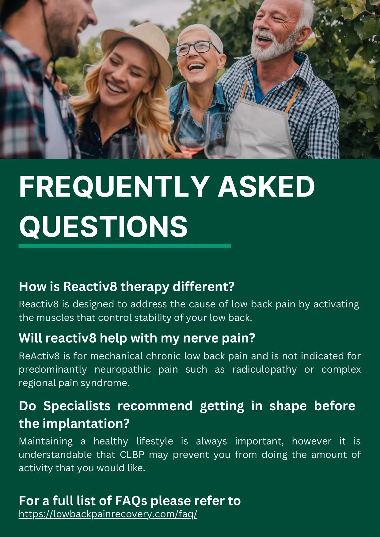 ReActiv8 booklet, page 15 of 16: Frequently asked questions